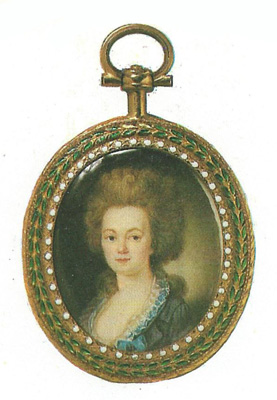 Медальон с женским портретом. Россия. 2-я половина XVIII века. Кость