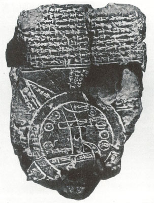 Вавилонская карта мира. Глиняная таблица