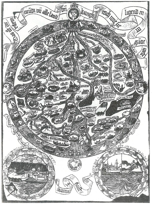 Карта мира. Ксилография Ганса Рюста